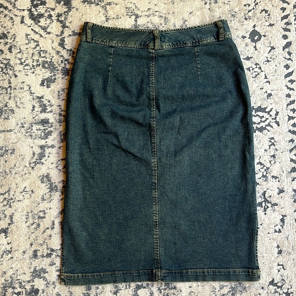 Y2K Vintage Denim Mid Rise Maxi Skirt, with belt detailing, Circa 2006 - Picture 4 of 17
